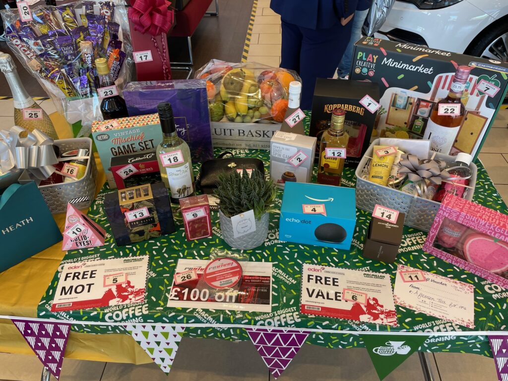 Eden Motors Macmillan Coffee Morning Prizes